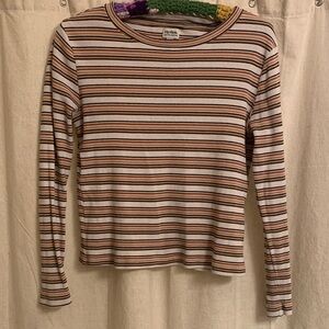 Rhythm Brand Women’s Cream Striped Long Sleeve Tee